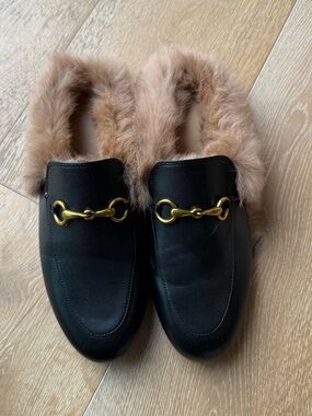 Faux fur lined driving moccasin mules size 8